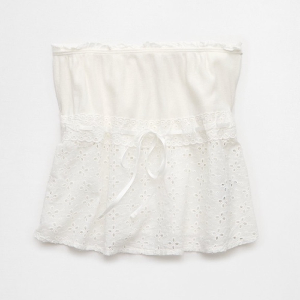 American Eagle Outfitters Babydoll White Eyelet Tube Top